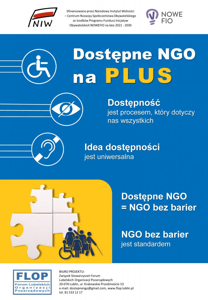 Plakat projektu "Dostępne NGO na PLUS"