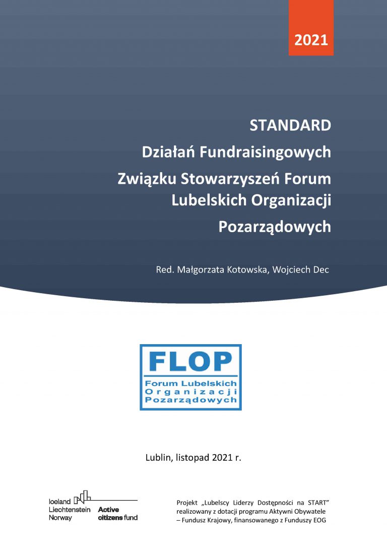 Okładka Standardu Działań fundraisingowych ZS FLOP