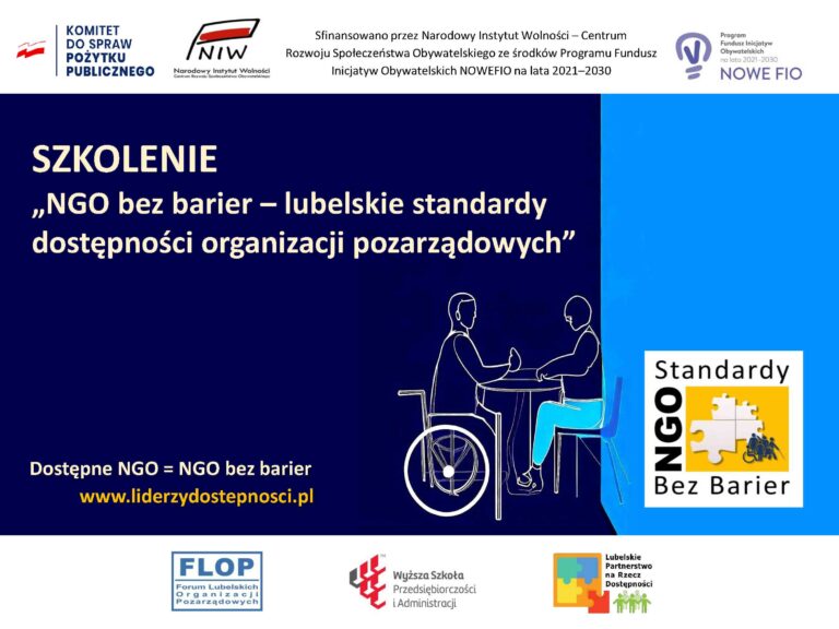 Ulotka szkolenia: „NGO bez barier – lubelskie standardy dostępności organizacji pozarządowych”