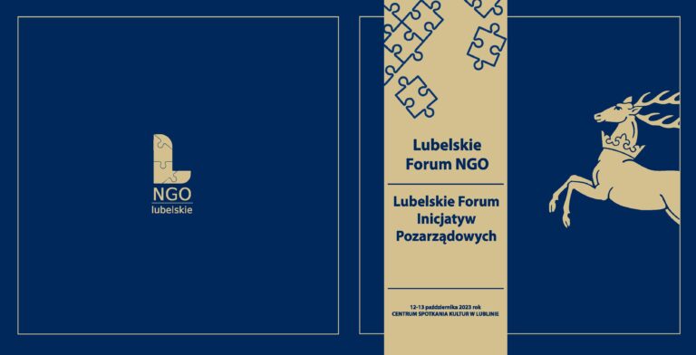Plakat: Lubelskie Forum NGO i Lubelskie Forum Inicjatyw Pozarządowych w dniach 12-13 października 2023 r. w Lublinie